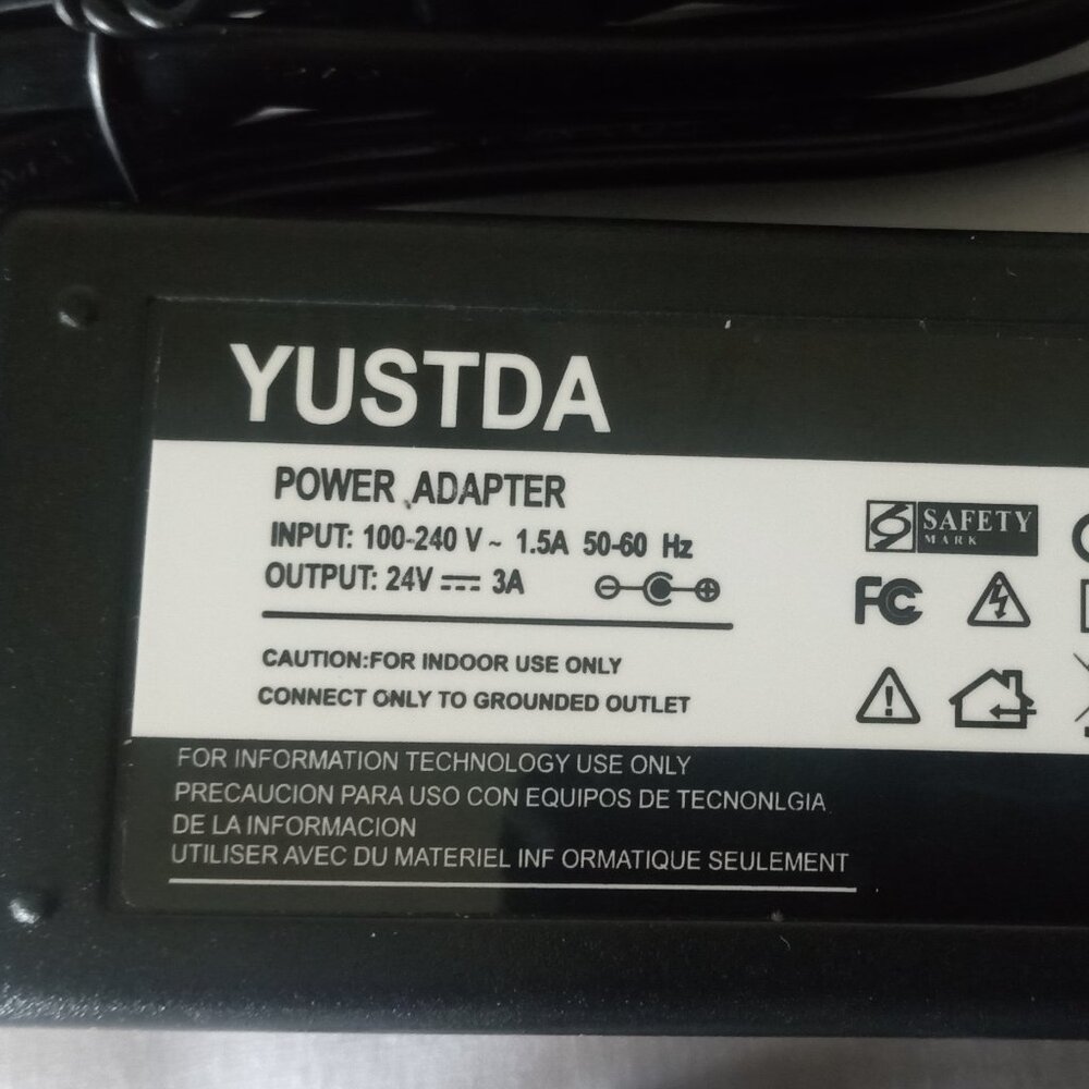 YUSTDA Power Adapter Input 100-240V, 50-60Hz, 1.5A, Output 24V~3A New